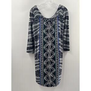 Tory Richard Women’s 3/4 Sleeve Pullover Sheath Dress Gray Blue Black Small